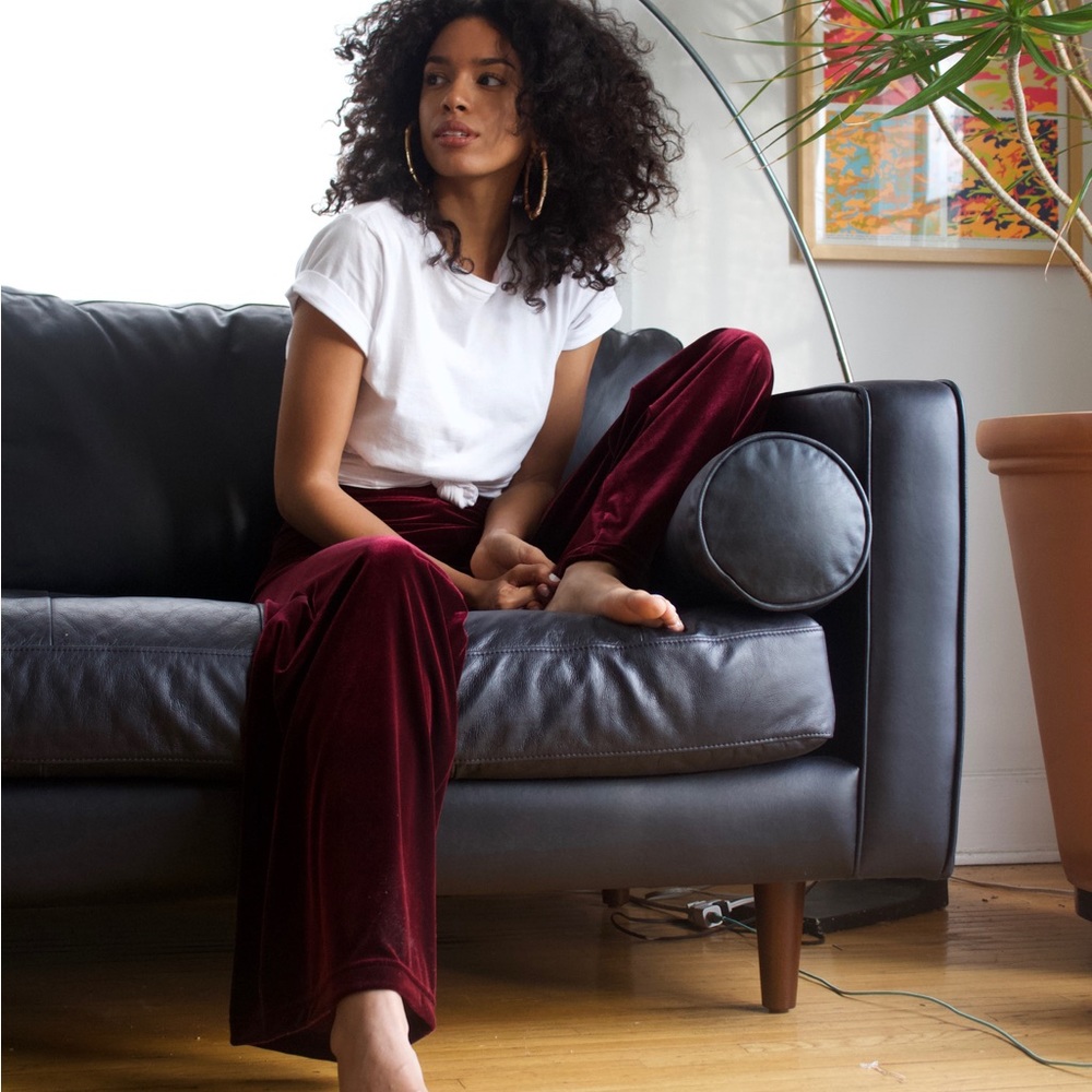 Stretch Velvet Pant - Sangria